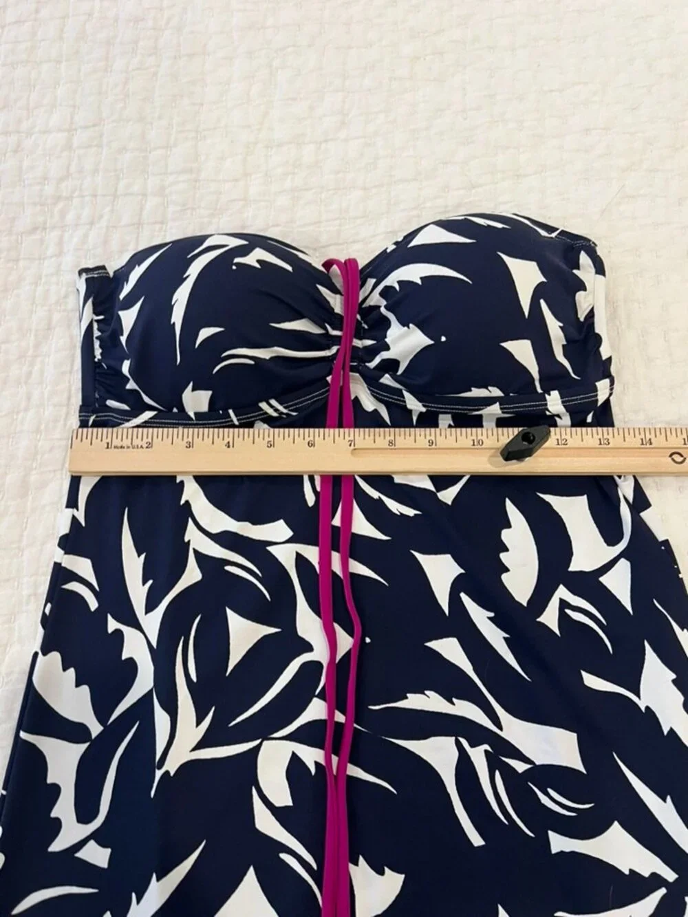Tommy Bahama Swim Dress Extra Small Navy Halter Padded Cups Tropical Leaf Print